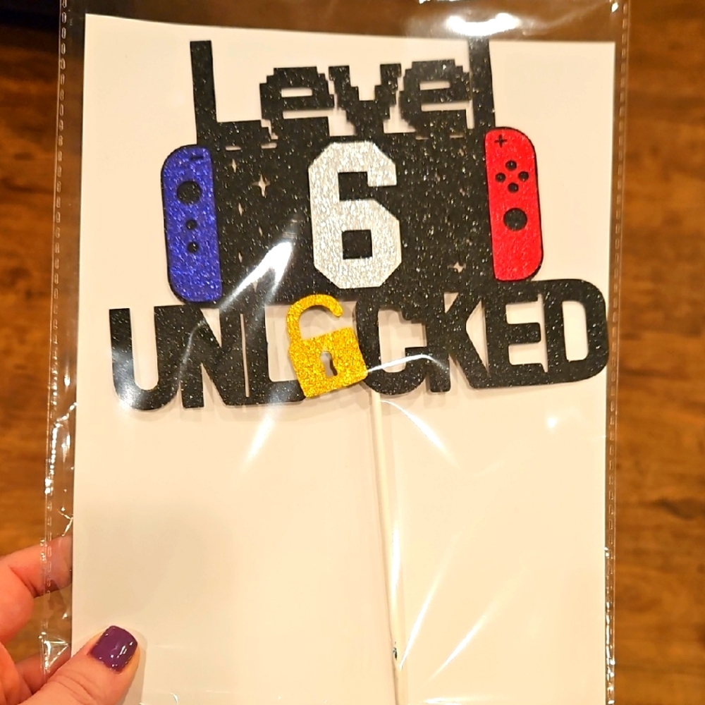 Level 6 Unlocked Cake Topper